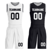 Custom White Black Classic Style Reversible Basketball Uniform Personalized COOLMAX BBJR-D017051